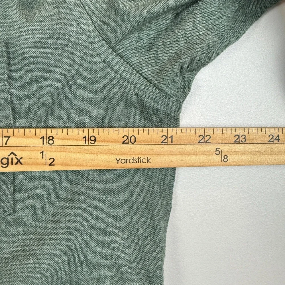 John Henric Shirt Men Small 40-15.5‎ Green Full Zip Long Sleeve Collared Classic